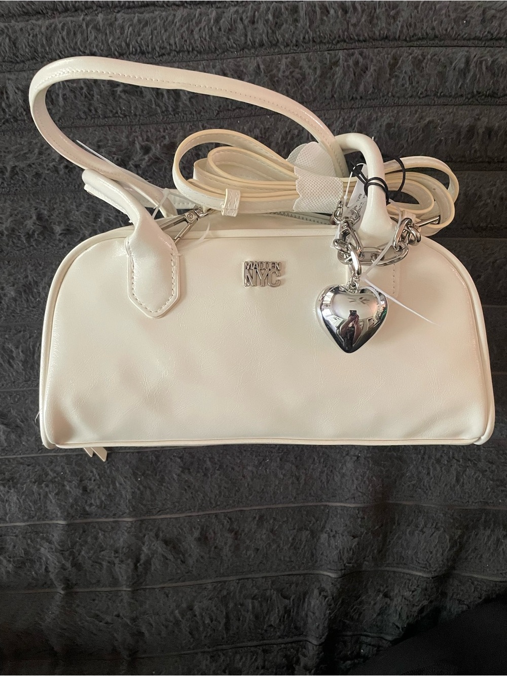 Madden NYC Women's White Satchel Top Crossbody NWT